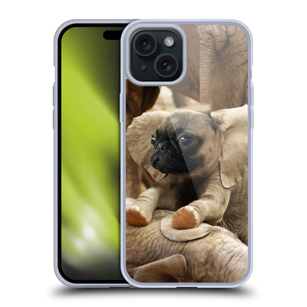 Pixelmated Animals Surreal Wildlife Pugephant Soft Gel Case for Apple iPhone 15 Plus
