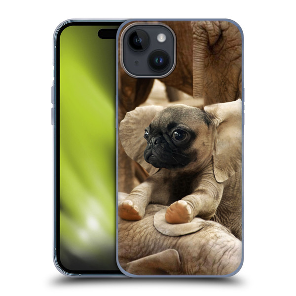 Pixelmated Animals Surreal Wildlife Pugephant Soft Gel Case for Apple iPhone 15 Plus