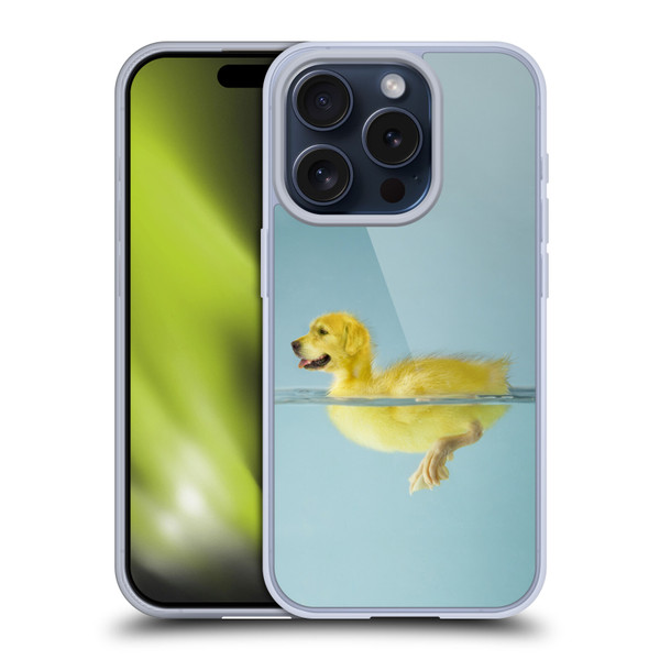 Pixelmated Animals Surreal Wildlife Dog Duck Soft Gel Case for Apple iPhone 15 Pro