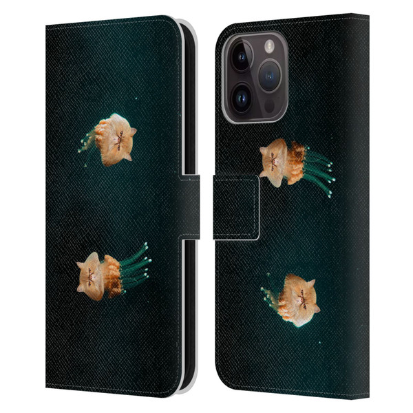 Pixelmated Animals Surreal Pets Jellyfish Cats Leather Book Wallet Case Cover For Apple iPhone 15 Pro Max