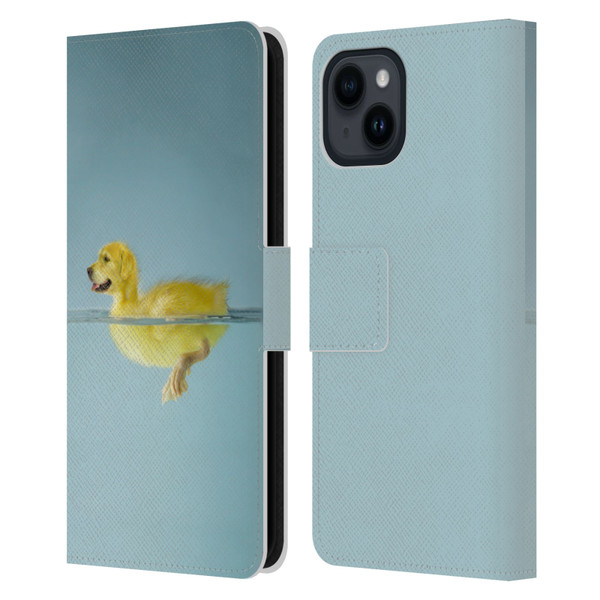 Pixelmated Animals Surreal Wildlife Dog Duck Leather Book Wallet Case Cover For Apple iPhone 15