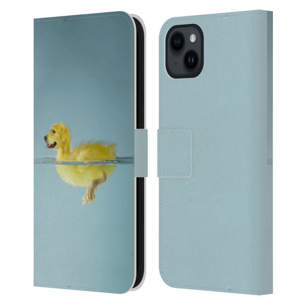 Pixelmated Animals Surreal Wildlife Dog Duck Leather Book Wallet Case Cover For Apple iPhone 15 Plus