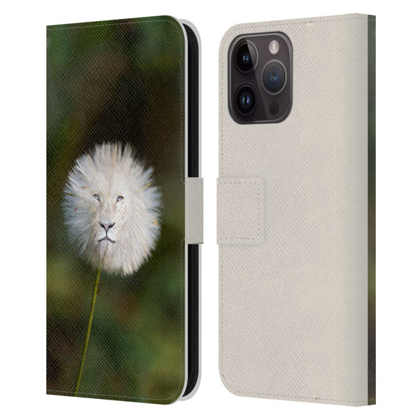 Pixelmated Animals Surreal Wildlife Dandelion Leather Book Wallet Case Cover For Apple iPhone 15 Pro Max