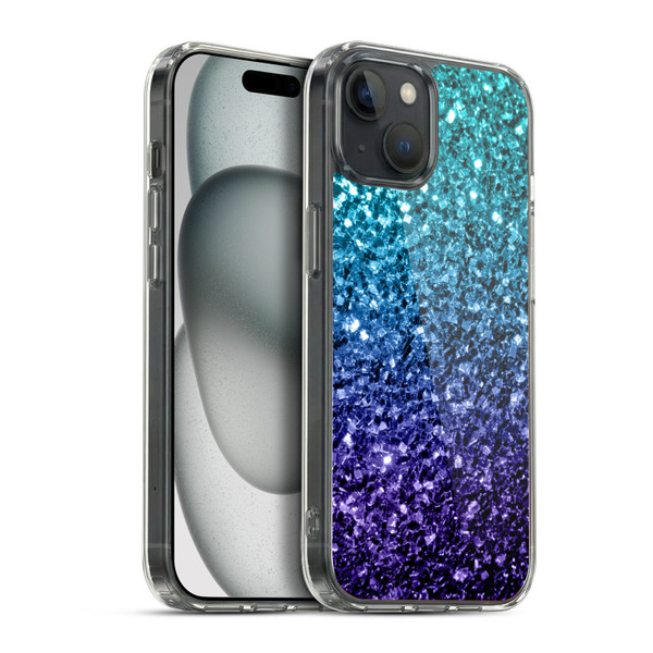PLdesign Glitter Sparkles Aqua Blue Soft Gel Case for Apple iPhone 15 Plus & MagSafe