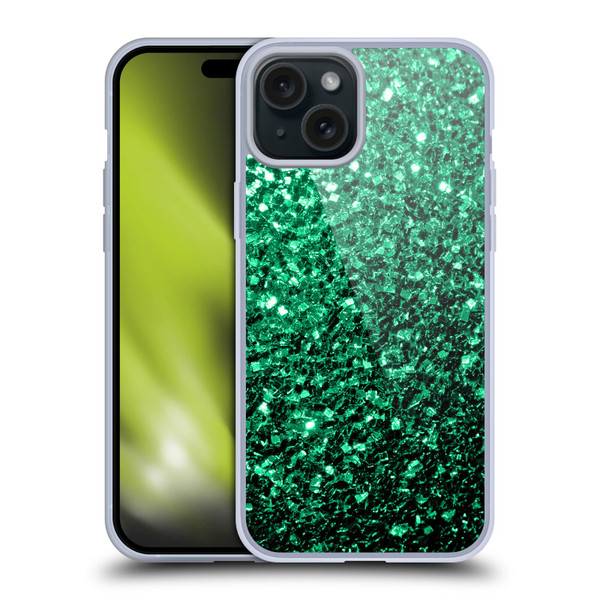 PLdesign Glitter Sparkles Emerald Green Soft Gel Case for Apple iPhone 15 Plus