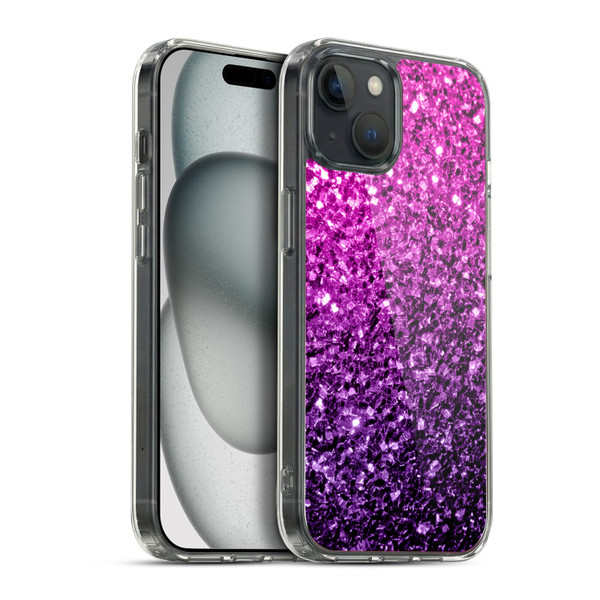 PLdesign Glitter Sparkles Purple Pink Soft Gel Case for Apple iPhone 15 Plus & MagSafe