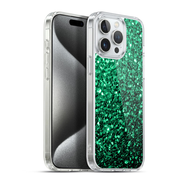 PLdesign Glitter Sparkles Emerald Green Soft Gel Case for Apple iPhone 15 Pro Max & MagSafe