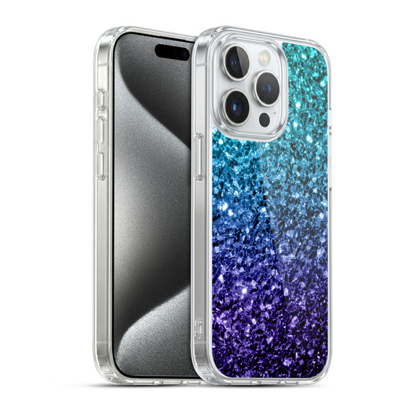 PLdesign Glitter Sparkles Aqua Blue Soft Gel Case for Apple iPhone 15 Pro & MagSafe
