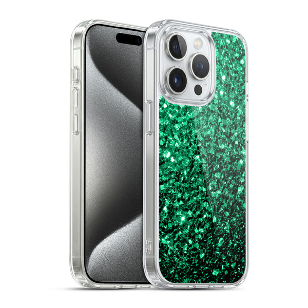 PLdesign Glitter Sparkles Emerald Green Soft Gel Case for Apple iPhone 15 Pro & MagSafe