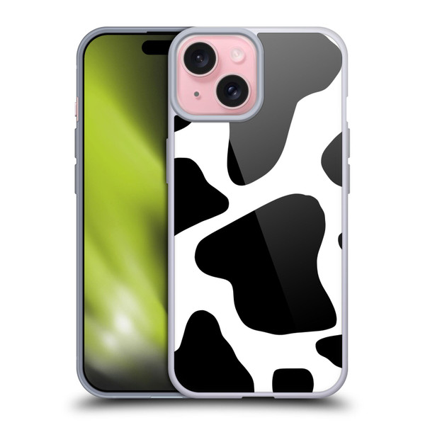 Grace Illustration Animal Prints Cow Soft Gel Case for Apple iPhone 15