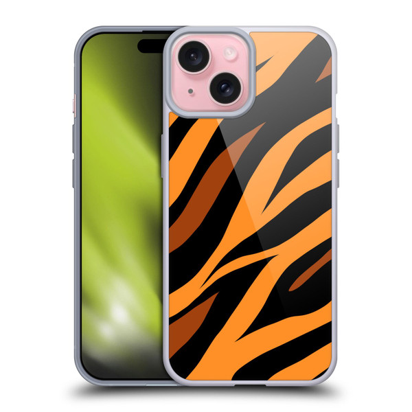 Grace Illustration Animal Prints Tiger Soft Gel Case for Apple iPhone 15