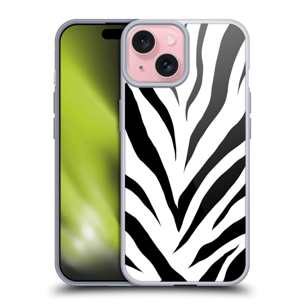 Grace Illustration Animal Prints Zebra Soft Gel Case for Apple iPhone 15