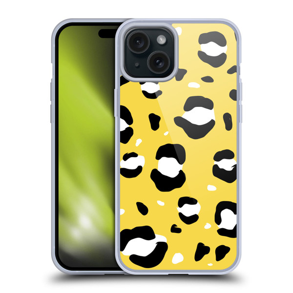 Grace Illustration Animal Prints Yellow Leopard Soft Gel Case for Apple iPhone 15 Plus