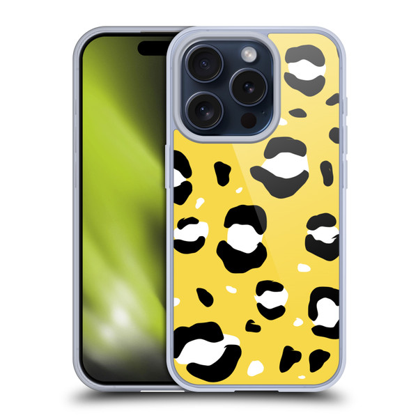 Grace Illustration Animal Prints Yellow Leopard Soft Gel Case for Apple iPhone 15 Pro