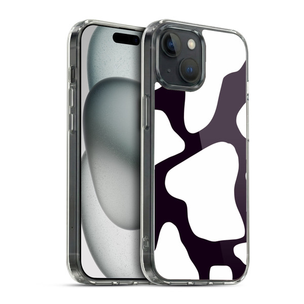 Grace Illustration Cow Prints Black And White Soft Gel Case for Apple iPhone 15 & MagSafe