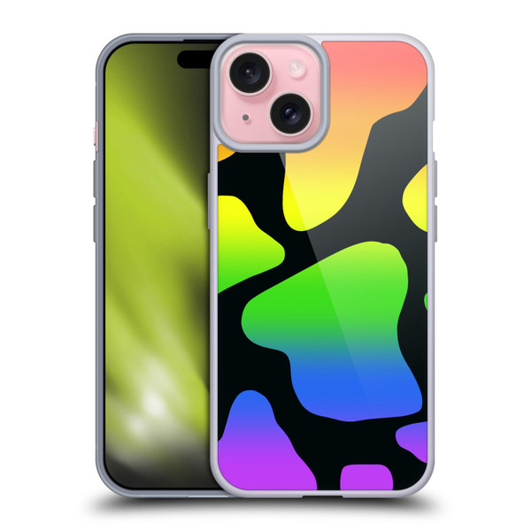 Grace Illustration Cow Prints Rainbow Soft Gel Case for Apple iPhone 15