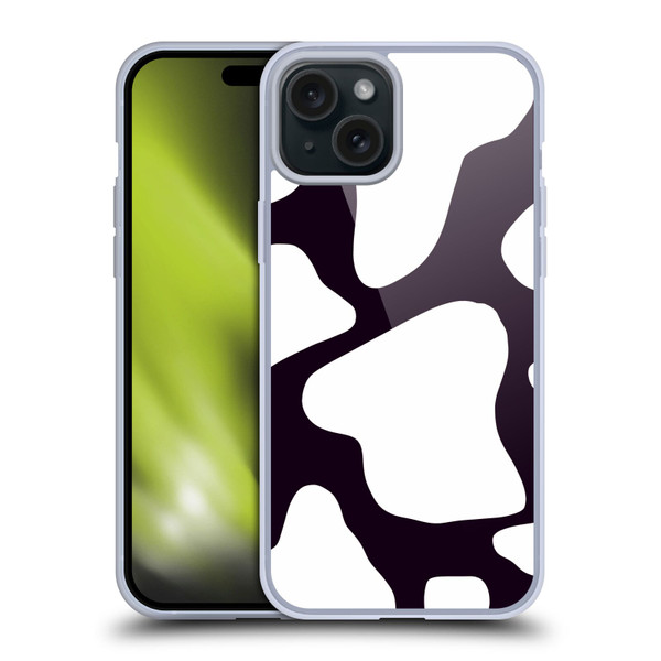 Grace Illustration Cow Prints Black And White Soft Gel Case for Apple iPhone 15 Plus