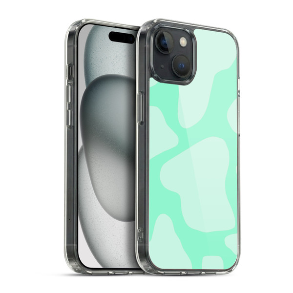 Grace Illustration Cow Prints Mint Green Soft Gel Case for Apple iPhone 15 Plus & MagSafe