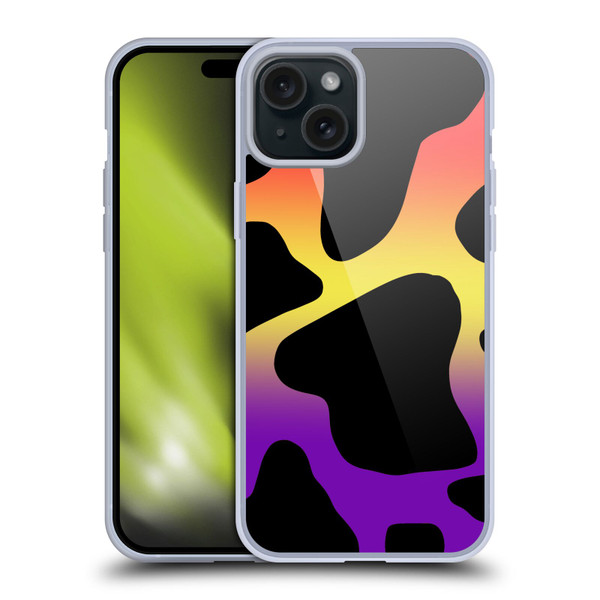 Grace Illustration Cow Prints Sunset Soft Gel Case for Apple iPhone 15 Plus
