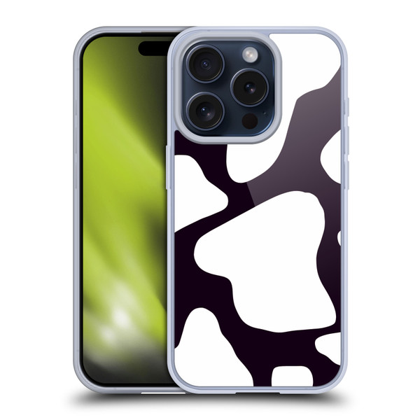 Grace Illustration Cow Prints Black And White Soft Gel Case for Apple iPhone 15 Pro