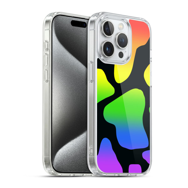 Grace Illustration Cow Prints Rainbow Soft Gel Case for Apple iPhone 15 Pro & MagSafe