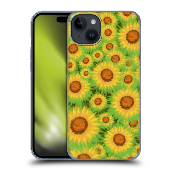 Grace Illustration Lovely Floral Sunflower Soft Gel Case for Apple iPhone 15 Plus