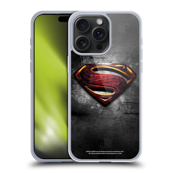 Justice League Movie Superman Logo Art Man Of Steel Soft Gel Case for Apple iPhone 15 Pro Max