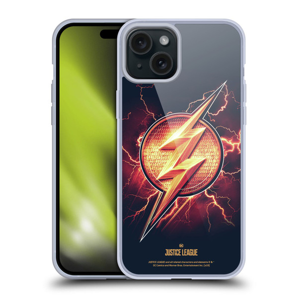 Justice League Movie Logos The Flash 2 Soft Gel Case for Apple iPhone 15 Plus