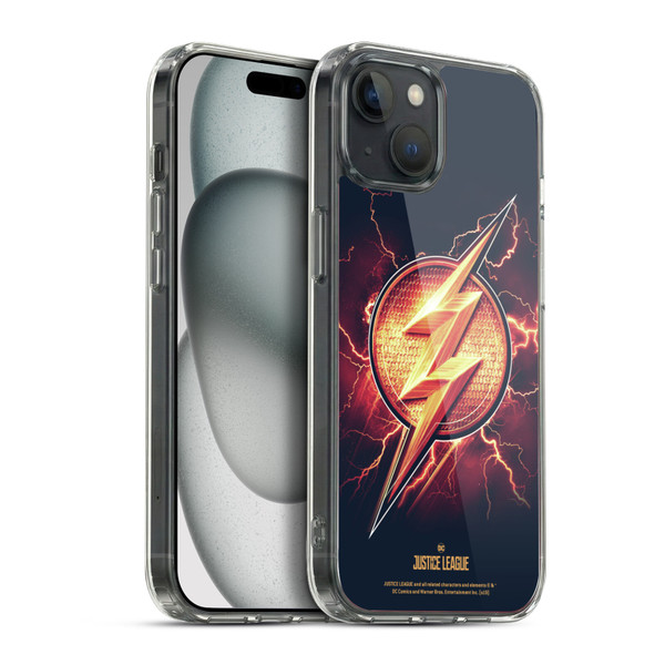 Justice League Movie Logos The Flash 2 Soft Gel Case for Apple iPhone 15 Plus & MagSafe