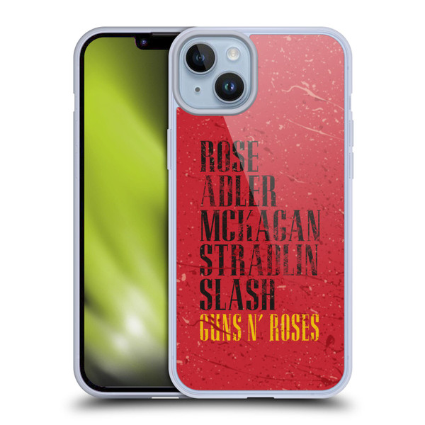 Guns N' Roses Vintage Names Soft Gel Case for Apple iPhone 14 Plus