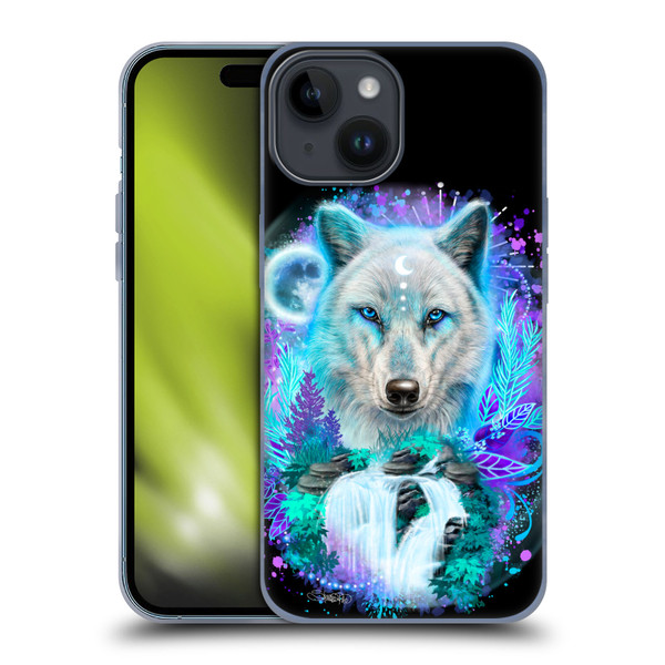 Sheena Pike Animals Winter Wolf Spirit & Waterfall Soft Gel Case for Apple iPhone 15
