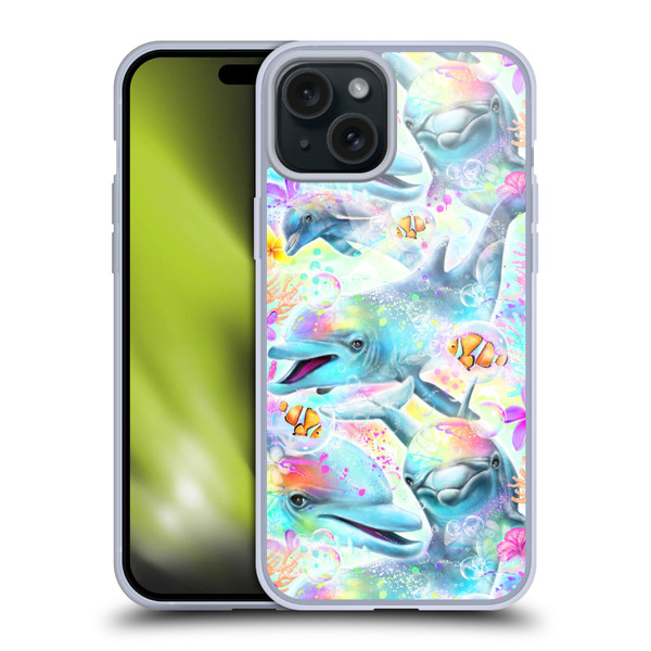 Sheena Pike Animals Rainbow Dolphins & Fish Soft Gel Case for Apple iPhone 15 Plus