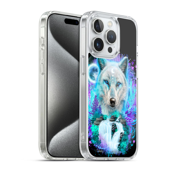 Sheena Pike Animals Winter Wolf Spirit & Waterfall Soft Gel Case for Apple iPhone 15 Pro & MagSafe