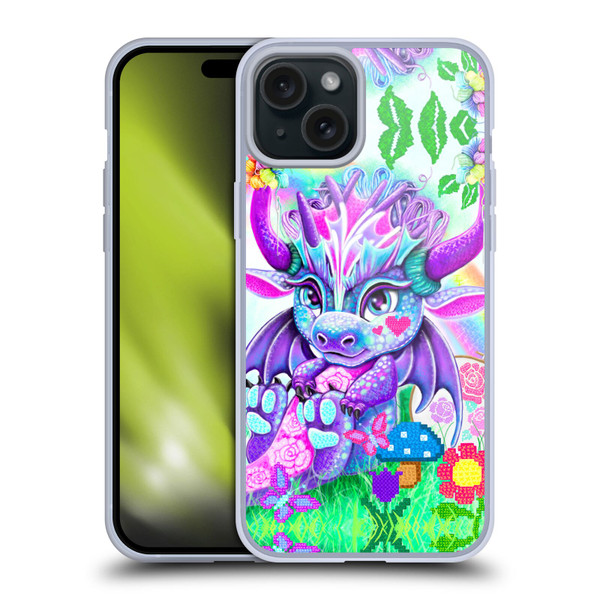 Sheena Pike Dragons Cross-Stitch Lil Dragonz Soft Gel Case for Apple iPhone 15 Plus