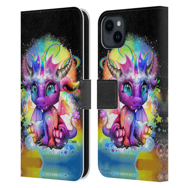 Sheena Pike Dragons Rainbow Lil Dragonz Leather Book Wallet Case Cover For Apple iPhone 15 Plus