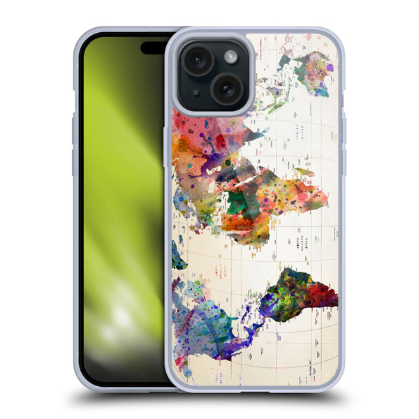 Mark Ashkenazi Pop Culture Map Of The World Soft Gel Case for Apple iPhone 15 Plus