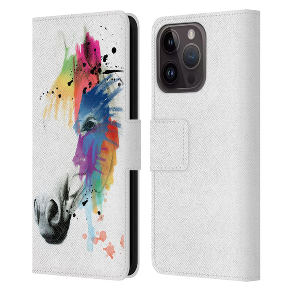 Mark Ashkenazi Animals Horse Portrait Leather Book Wallet Case Cover For Apple iPhone 15 Pro