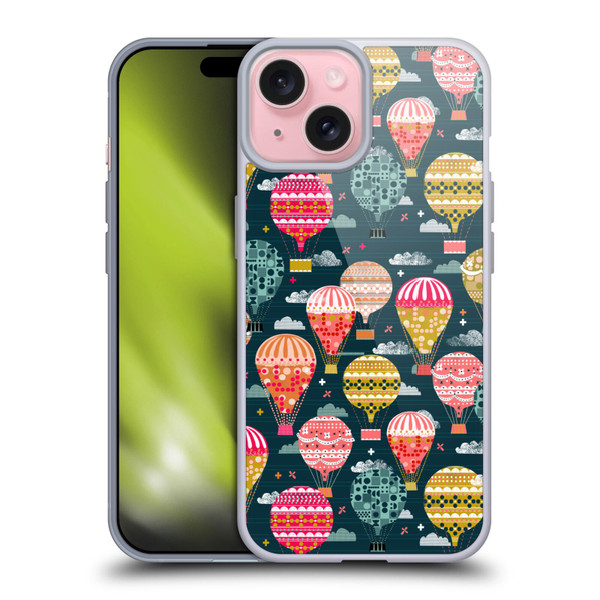 Andrea Lauren Design Assorted Hot Air Balloon Soft Gel Case for Apple iPhone 15