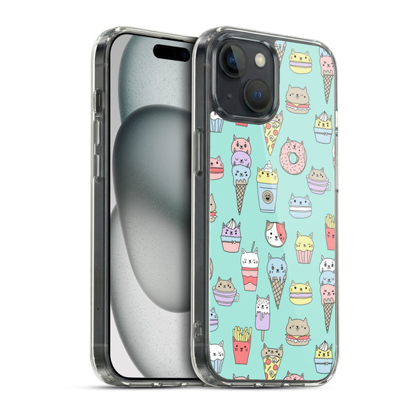Andrea Lauren Design Food Pattern Catfood Soft Gel Case for Apple iPhone 15 & MagSafe