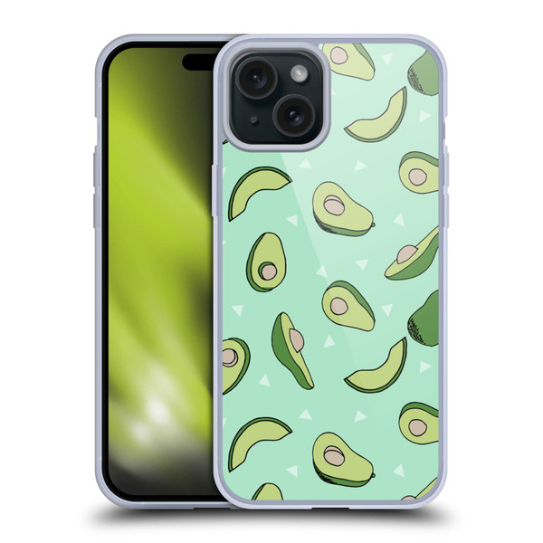 Andrea Lauren Design Food Pattern Avocado Soft Gel Case for Apple iPhone 15 Plus