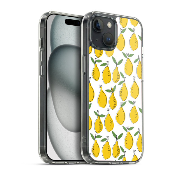 Andrea Lauren Design Food Pattern Lemons Soft Gel Case for Apple iPhone 15 Plus & MagSafe