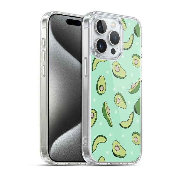 Andrea Lauren Design Food Pattern Avocado Soft Gel Case for Apple iPhone 15 Pro & MagSafe