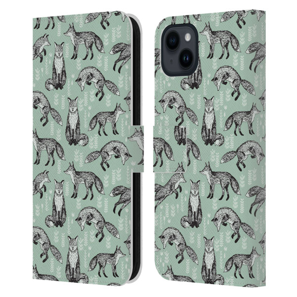 Andrea Lauren Design Animals Fox Leather Book Wallet Case Cover For Apple iPhone 15 Plus