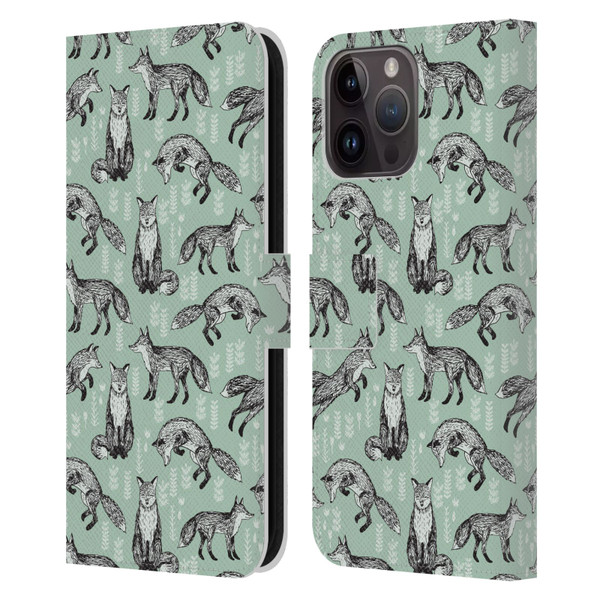 Andrea Lauren Design Animals Fox Leather Book Wallet Case Cover For Apple iPhone 15 Pro Max