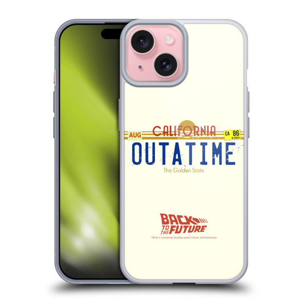 Back to the Future I Graphics Outatime Soft Gel Case for Apple iPhone 15