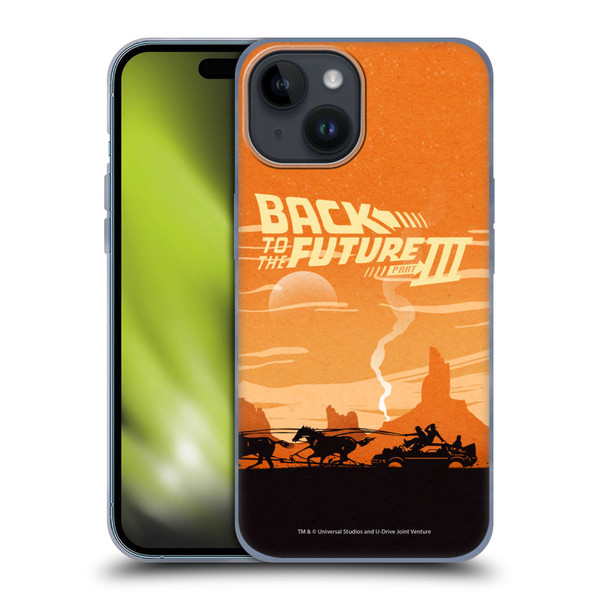 Back to the Future Movie III Car Silhouettes Desert Soft Gel Case for Apple iPhone 15
