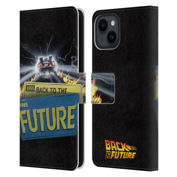 Back to the Future I Key Art Take Off Leather Book Wallet Case Cover For Apple iPhone 15