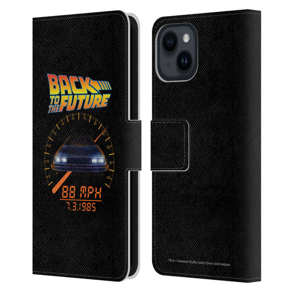 Back to the Future I Quotes 88 MPH Leather Book Wallet Case Cover For Apple iPhone 15