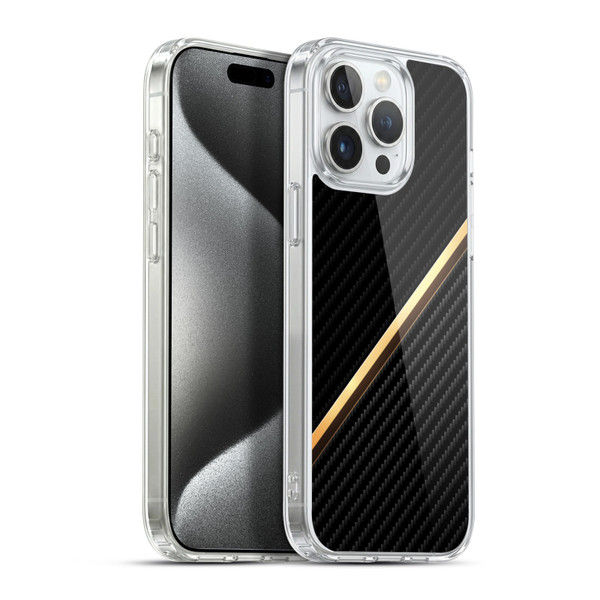 Alyn Spiller Carbon Fiber Gold Soft Gel Case for Apple iPhone 15 Pro Max & MagSafe