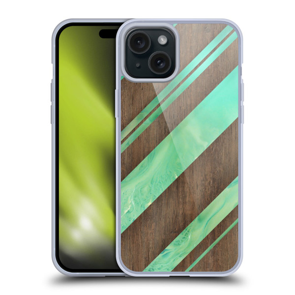 Alyn Spiller Wood & Resin Diagonal Stripes Soft Gel Case for Apple iPhone 15 Plus